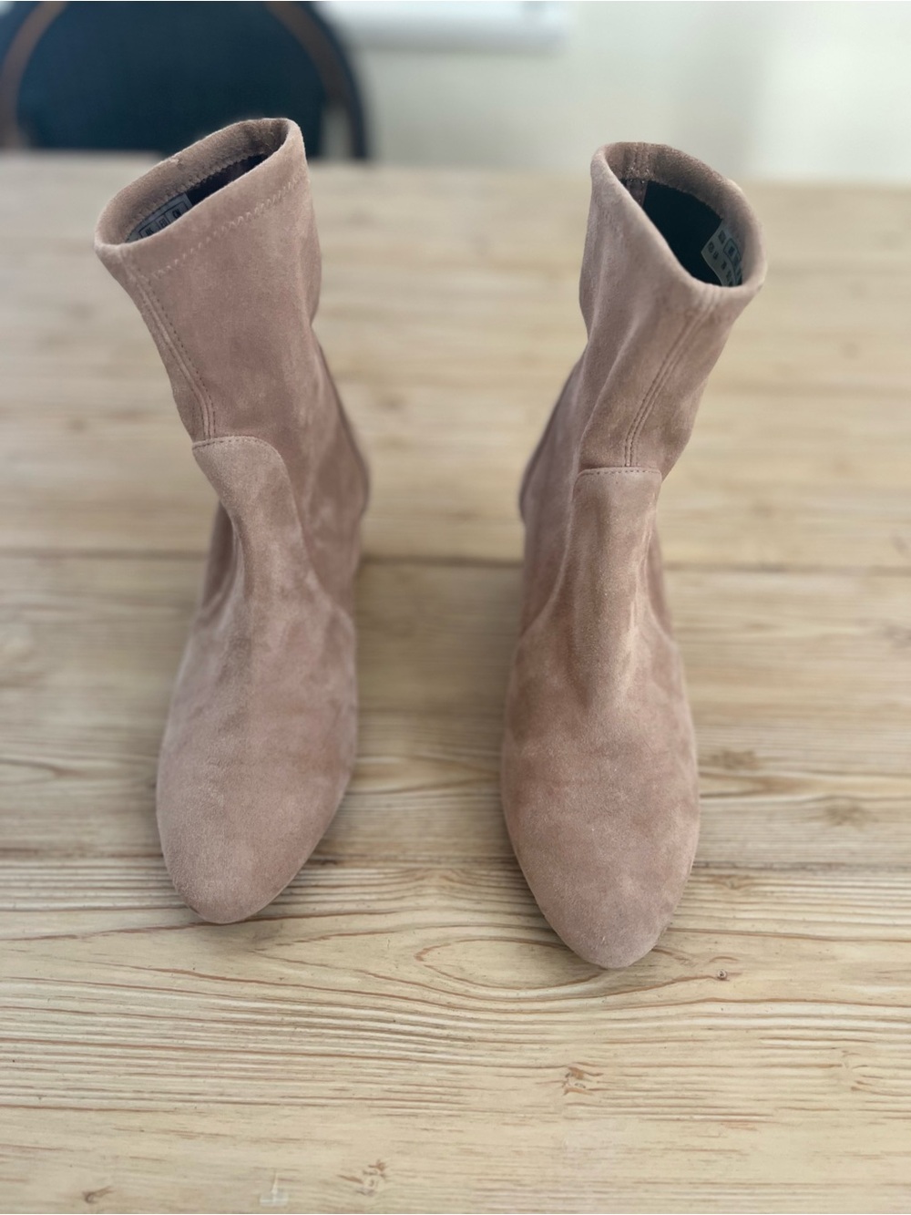 Stuart Weitzman Light Beige Suede Sock Ankle Boots Size 7